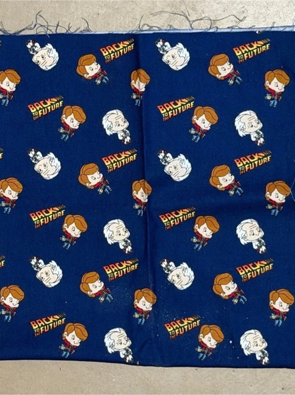 Camelot Fabrics Back to the Future Chibi Marty & Doc Navy Cotton Fabric Navy